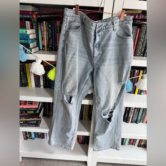 & Now This stretch baggy 90s Light Blue Distressed dad mom vintage Jeans denim - Picture 1 of 4